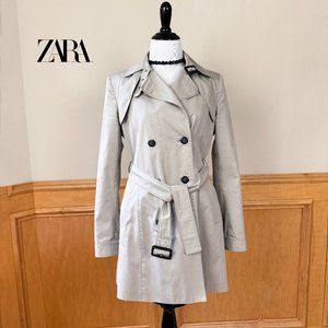 ZARA Double Breasted Belted Trench Coat Size M